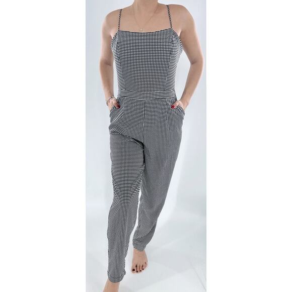 Forever 21 Black and White Check Checkered Plaid Jumpsuit Size Medium - Picture 2 of 4